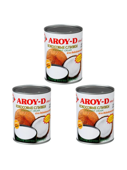 Aroy-D Сливки кокосовые 70%, 560 мл, 560 мл, 3 шт, фото 6
