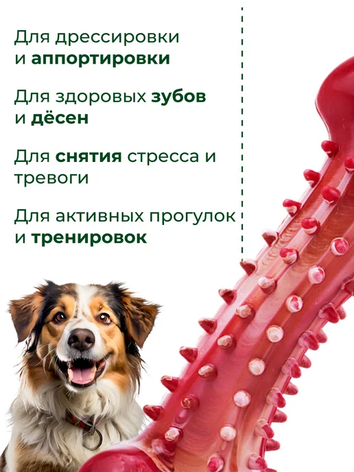 Усатый Рекс Кость для собак для грызения, красный, фото 5