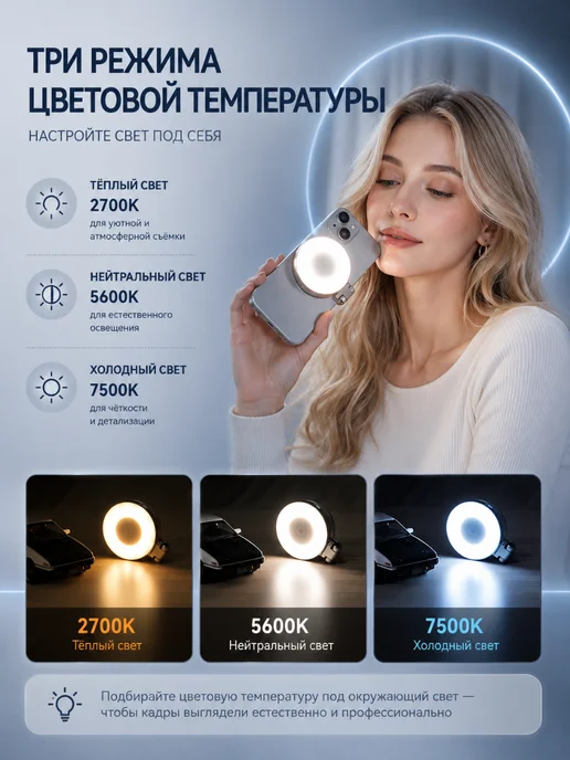Telesin Кольцевой свет Magnetic LED, серый, фото 5