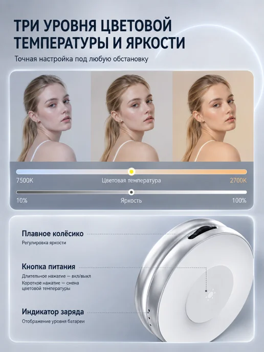 Telesin Кольцевой свет Magnetic LED, серый, фото 6
