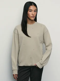 Свитшот прямой стандартный со стразами