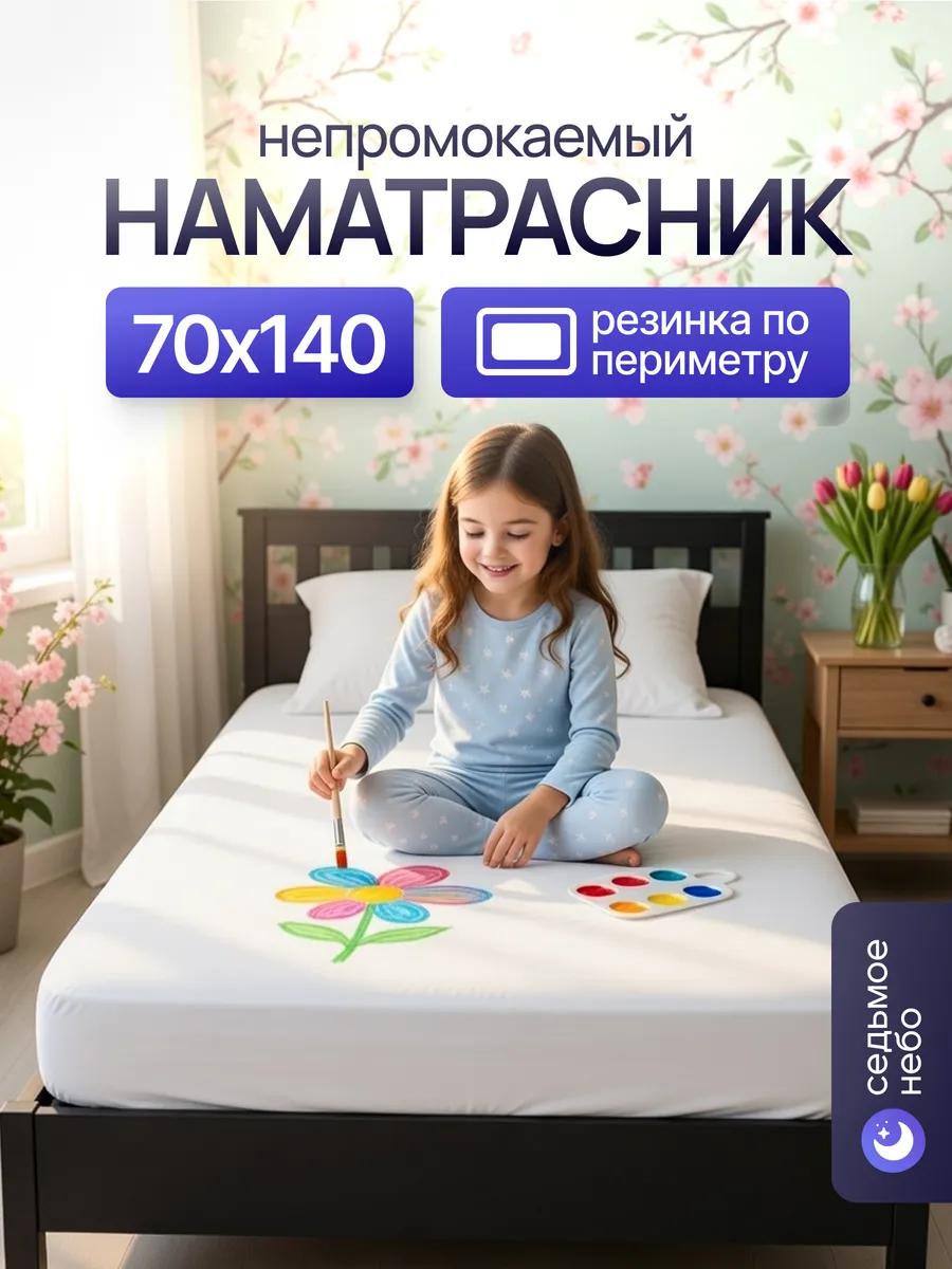 Наматрасник 70х140 непромокаемый с резинкой по периметру