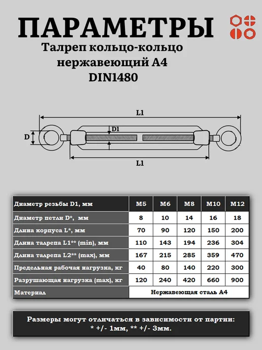 23 Болта Крепёж Талреп крюк-кольцо М14 ОЦ DIN1480, 2 шт, 4 шт, фото 2