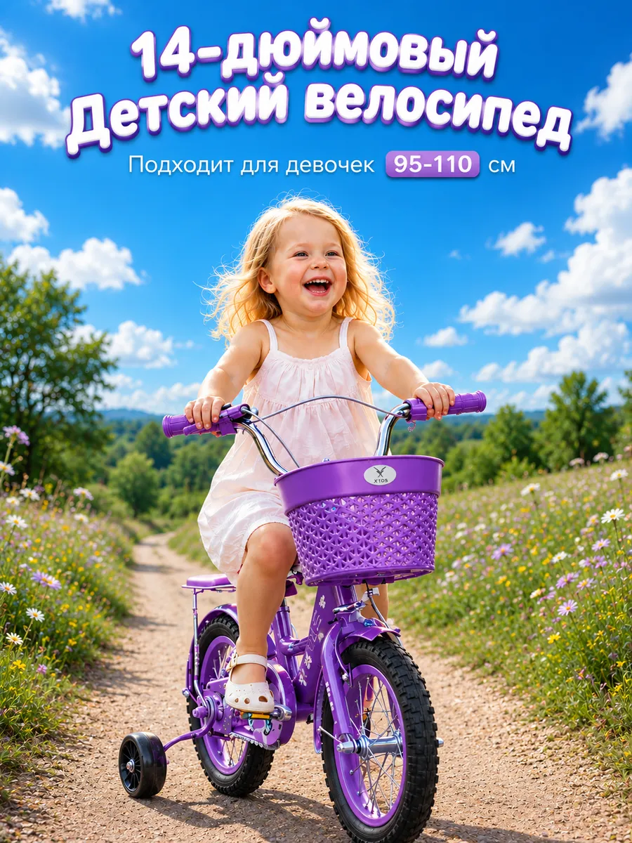 Велосипед двухколесный для девочки 3-5 лет рост 95–115 см